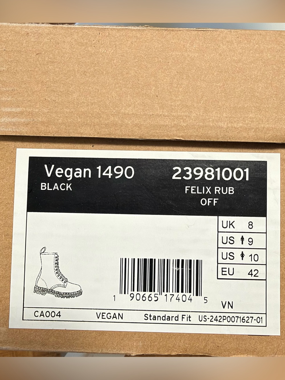 Dr. Martens Vegan 1490 Felix Mid Calf Boots – Men’s Size 9/Women’s Size 10 - Picture 9 of 10